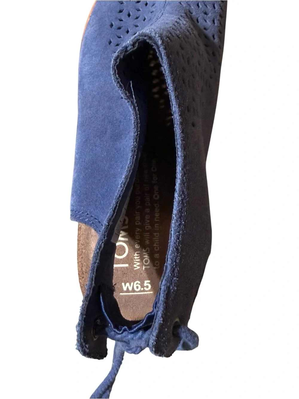 TOMS Elba Suede Blue Lace-Up Back Peep-Toe Heeled Sandals/Ankle Booties US 6.5